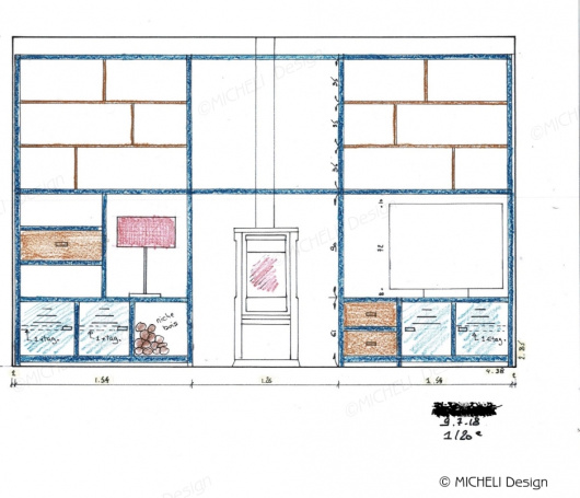 Croquis agencement projet bibliothèque-sur-mesure