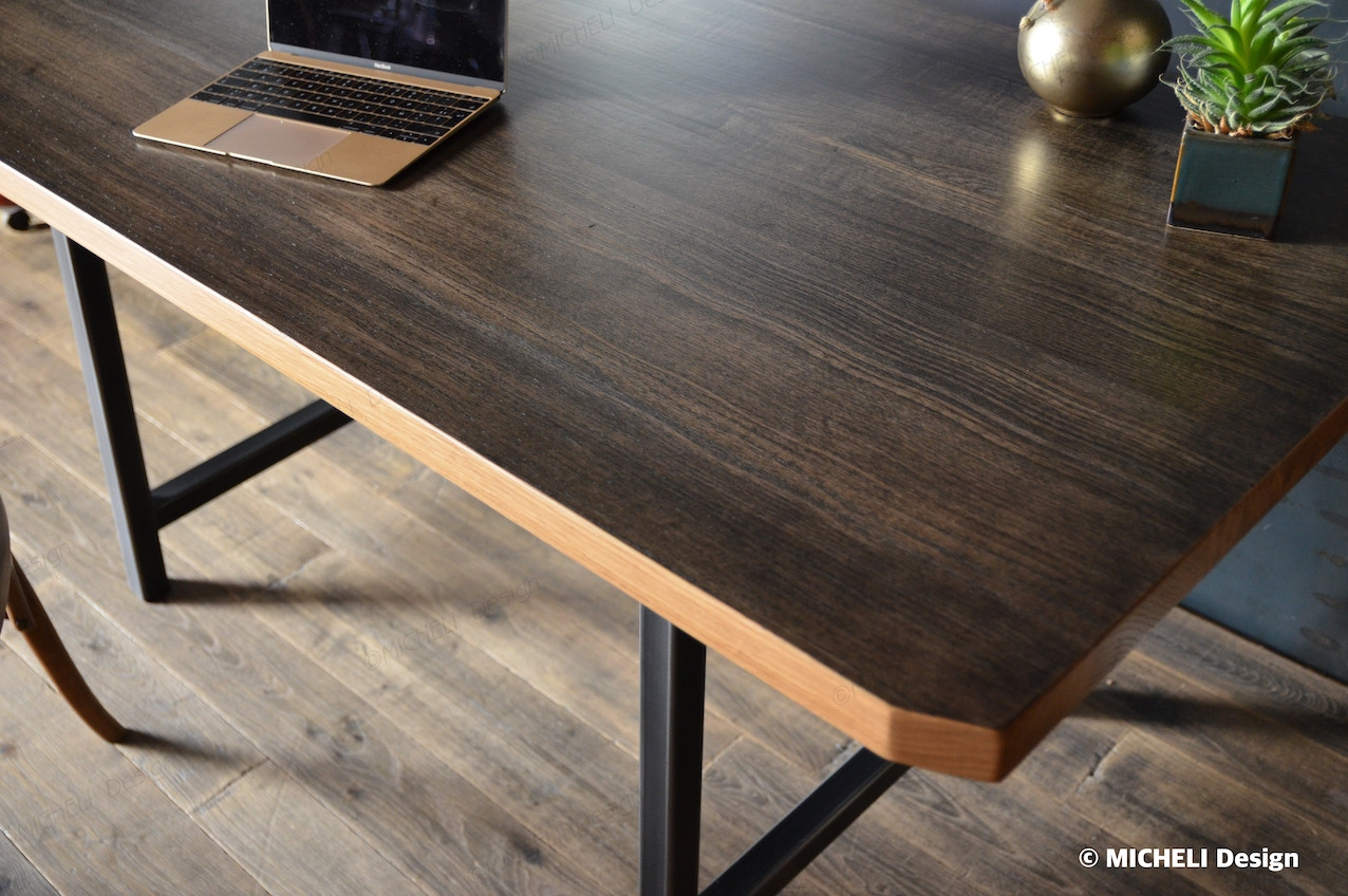 Vue du dessus de la Table de Bureau sur Mesure Bois et Métal Athena - 304359